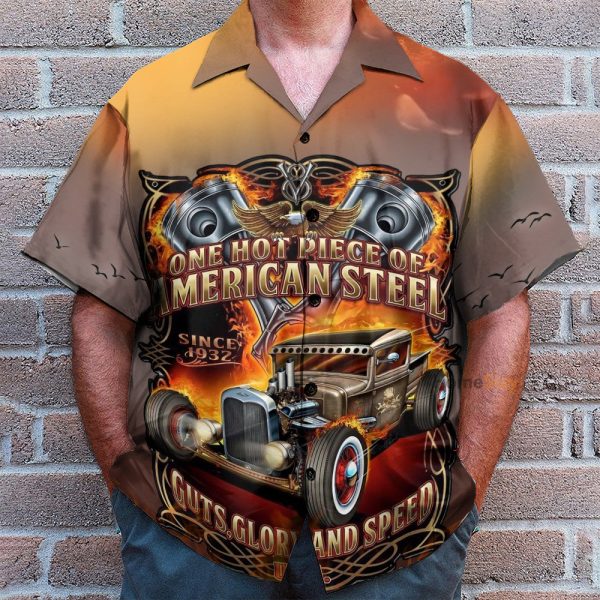 Hot Rod Car One Hot Piece Of American Steel Hawaiian Shirt