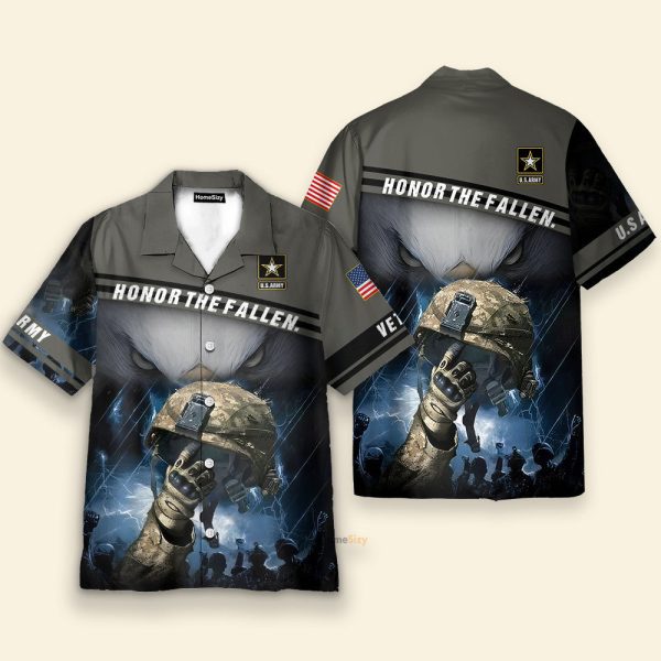Us Army Helmet Honor The Fallen Hawaiian Shirt