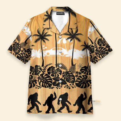 Tropical Palm Bigfoot Men'S Button'S Up Shirts Hawaiian Shirt & Beach Shorts