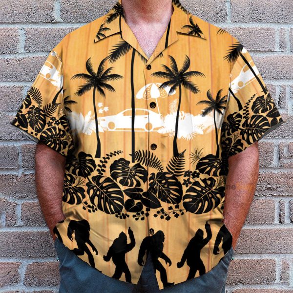 Tropical Palm Bigfoot Men'S Button'S Up Shirts Hawaiian Shirt & Beach Shorts