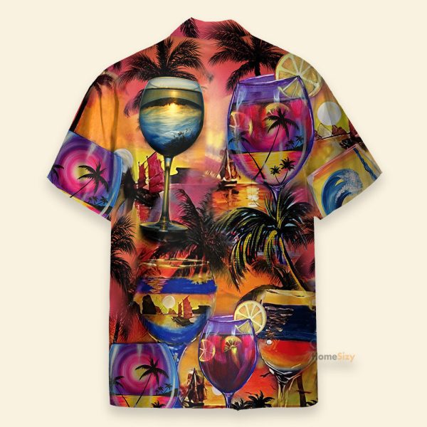 It'S Time For Wine Men'S Button'S Up Shirts Hawaiian Shirt