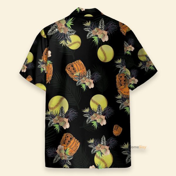 Softball Tropical Men'S Button'S Up Shirts Hawaiian Shirt