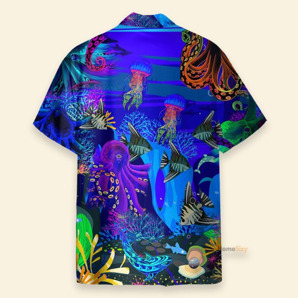 Undersea Octopus Men'S Button'S Up Shirts Hawaiian Shirt