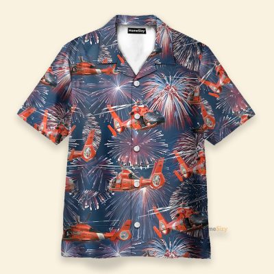 Us Coast Guard Helicopter Eurocopter Mh-65 Dolphin Hawaiian Shirt