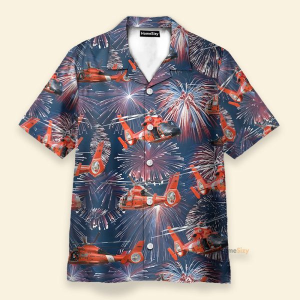 Us Coast Guard Helicopter Eurocopter Mh-65 Dolphin Hawaiian Shirt