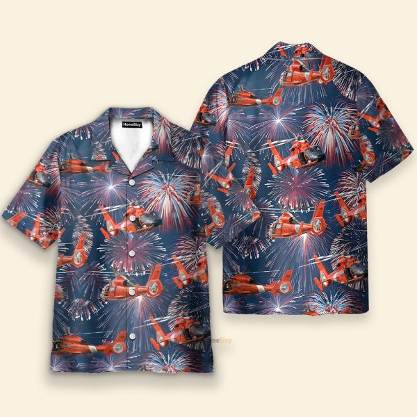 Us Coast Guard Helicopter Eurocopter Mh-65 Dolphin Hawaiian Shirt