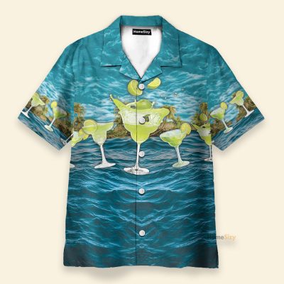Margarita Blue Ocean Men'S Button'S Up Shirts Hawaiian Shirt