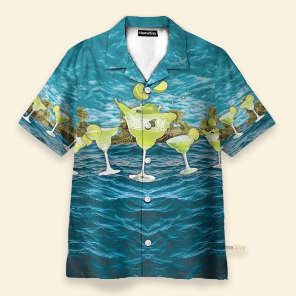 Margarita Blue Ocean Men'S Button'S Up Shirts Hawaiian Shirt