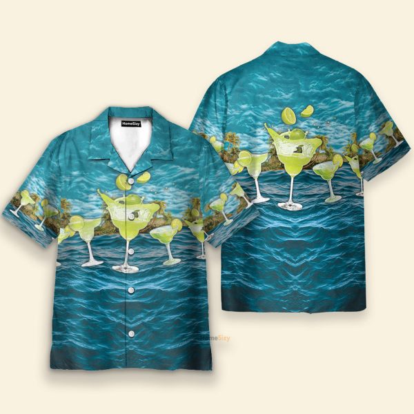 Margarita Blue Ocean Men'S Button'S Up Shirts Hawaiian Shirt