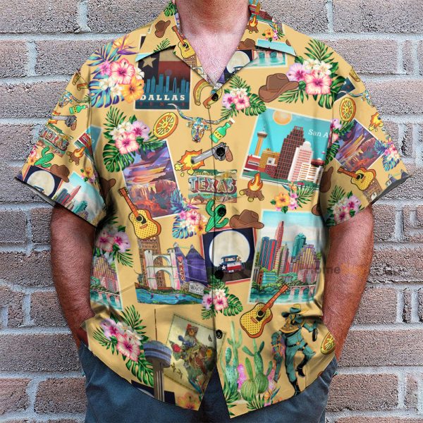 Texas Peace Life Style Men'S Button'S Up Shirts Hawaiian Shirt & Beach Shorts