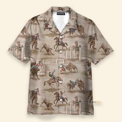 Vintage Rodeo Horse Riding Hawaiian Shirt & Beach Shorts
