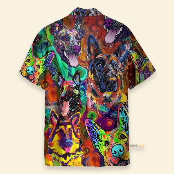 Amazing German Shepherd Colorful Hippie Hawaiian Shirt