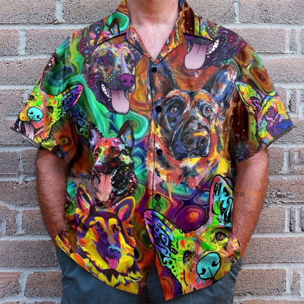 Amazing German Shepherd Colorful Hippie Hawaiian Shirt
