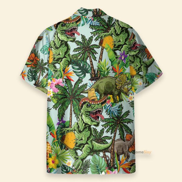 Taco T-Rex Tropical Leaves Pattern Hawaiian Shirt