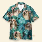 Cavalier King Charles Spaniel Dog In Tropical Green Leaves Hawaiian Shirt