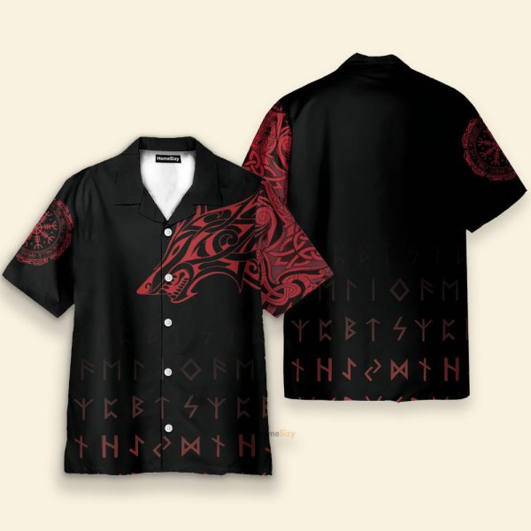 Amazing Viking Wolf Men'S Button'S Up Shirts Hawaiian Shirt