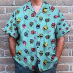 Retro Power Rangers Helmet Pattern Hawaiian Shirt & Beach Shorts