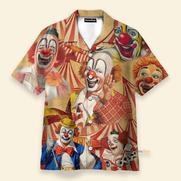 Clown Funny Happy Men'S Button'S Up Shirts Hawaiian Shirt