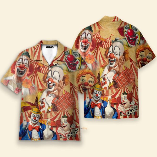 Clown Funny Happy Men'S Button'S Up Shirts Hawaiian Shirt