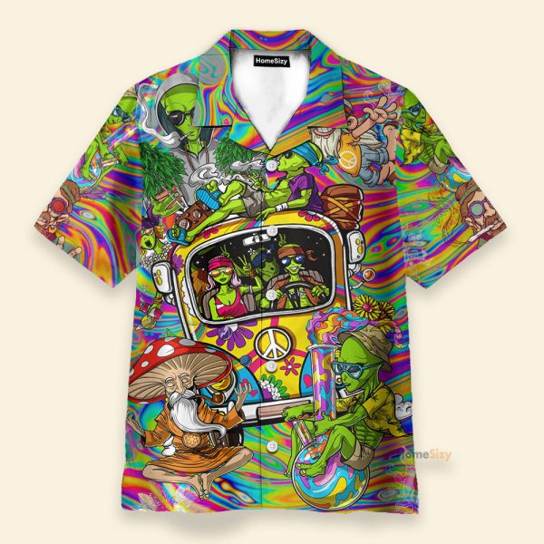 Hippie Mushroom Bus Men'S Button'S Up Shirts Hawaiian Shirt