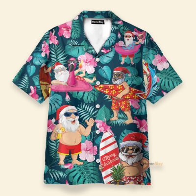 Christmas In July Funny Santa Claus Tropical Style Hawaiian Shirt