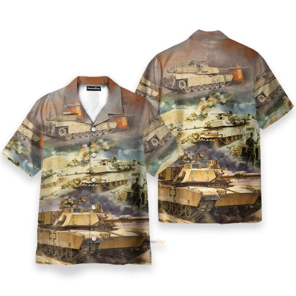 Abrams Tank Men'S Button'S Up Shirts Hawaiian Shirt