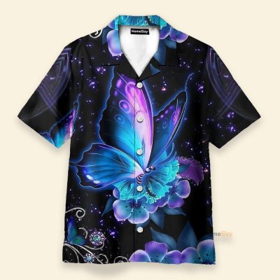 Hippie Butterfly Men'S Button'S Up Shirts Hawaiian Shirt