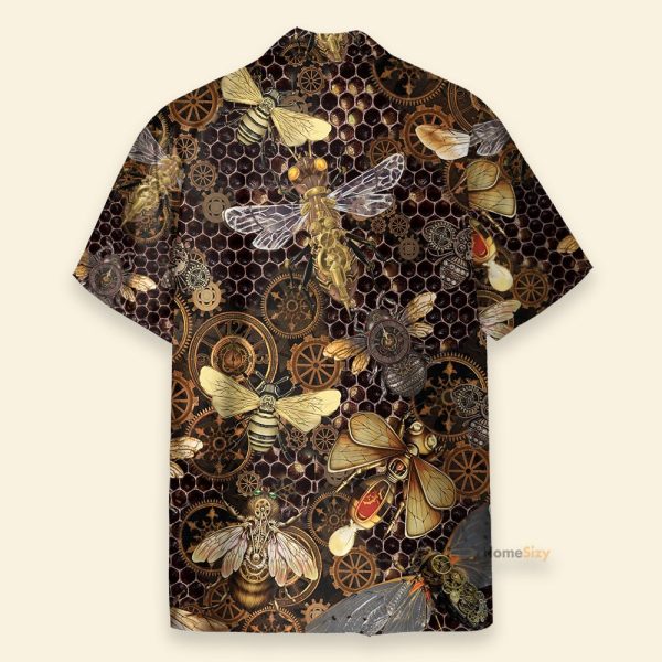 Steampunk Bee Men'S Button'S Up Shirts Hawaiian Shirt