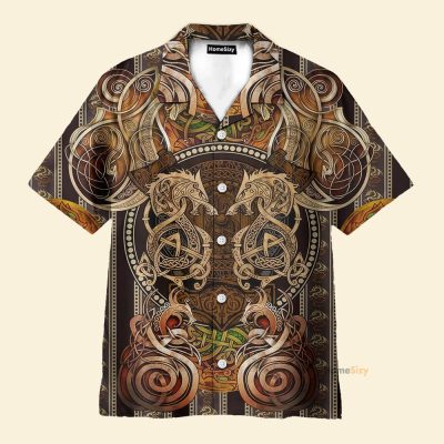 Viking Dragon In Norse Mythology Golden Hawaiian Shirt