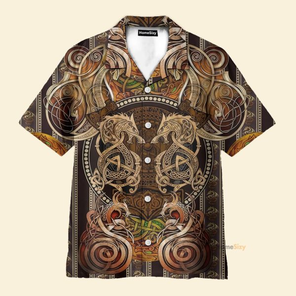 Viking Dragon In Norse Mythology Golden Hawaiian Shirt