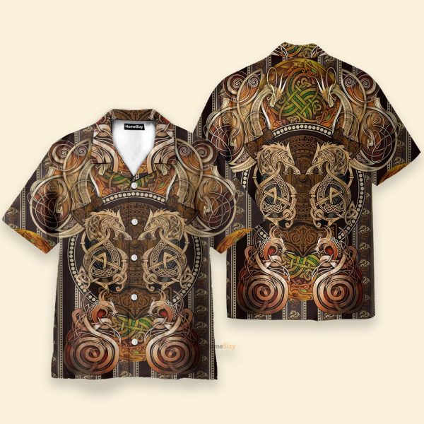 Viking Dragon In Norse Mythology Golden Hawaiian Shirt