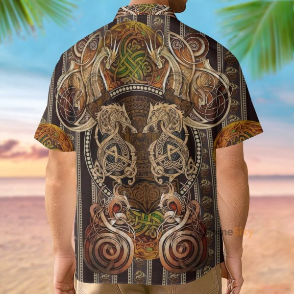 Viking Dragon In Norse Mythology Golden Hawaiian Shirt