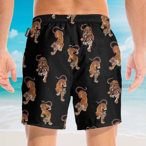 Three Tigers Partern Chinese Style Hawaiian Shirt & Beach Shorts
