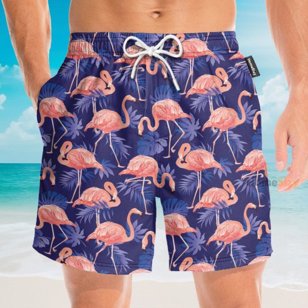 Flamingo Bird Tropical Flowers Hawaiian Shirt & Beach Shorts