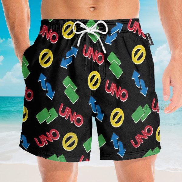 Funny Uno Card Reverse And Block Icon Hawaiian Shirt & Beach Shorts