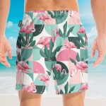Flamingo Exotic Patchwork Patterns Hawaiian Shirt & Beach Shorts