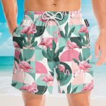 Flamingo Exotic Patchwork Patterns Hawaiian Shirt & Beach Shorts