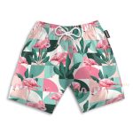 Flamingo Exotic Patchwork Patterns Hawaiian Shirt & Beach Shorts