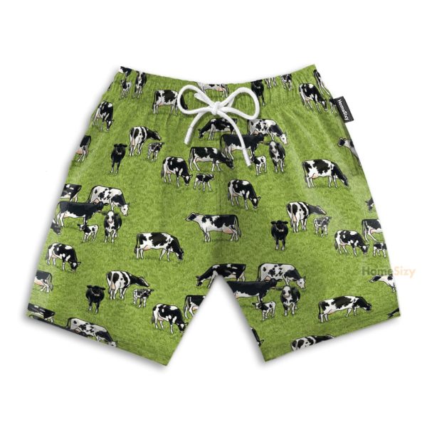 Dairy Cow On The Grass Field Hawaiian Shirt & Beach Shorts