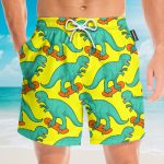 Funny Tyrannosaurus Rex On Skateboard Hawaiian Shirt & Beach Shorts