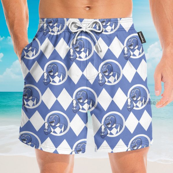 Mighty Morphin Power Rangers Blue Ranger Cosplay Costume Hawaiian Shirt & Beach Shorts