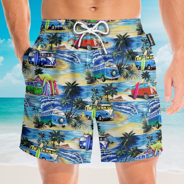 Campervan On The Beach Hawaiian Shirt & Beach Shorts