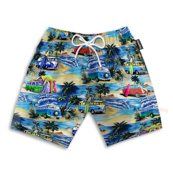 Campervan On The Beach Hawaiian Shirt & Beach Shorts