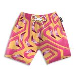Pink Flamingo Maze Yellow Background Hawaiian Shirt & Beach Shorts