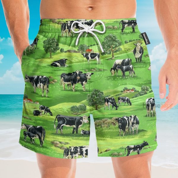 Dairy Cow On Grass Valley Hawaiian Shirt & Beach Shorts