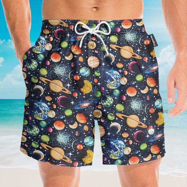 Solar System, Galaxy, Universe Pattern Hawaiian Shirt & Beach Shorts