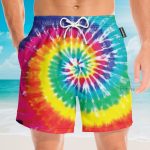 Hippie Tie Dye Style Hawaiian Shirt & Beach Shorts