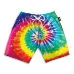 Hippie Tie Dye Style Hawaiian Shirt & Beach Shorts