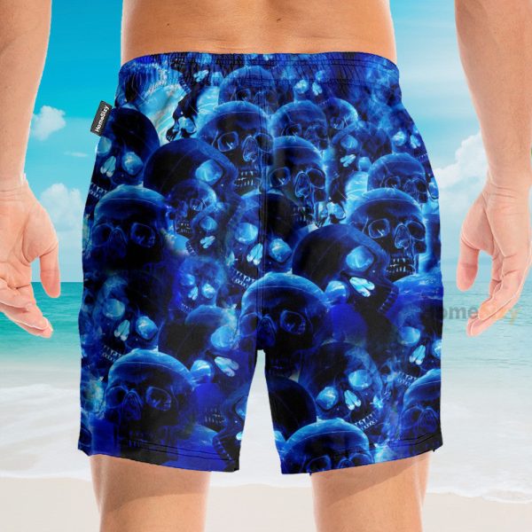 Blue Skull Men'S Button Up Shirts Hawaiian Shirt & Beach Shorts