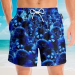 Blue Skull Men'S Button Up Shirts Hawaiian Shirt & Beach Shorts